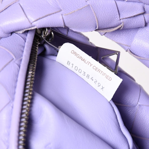 極美品 BOTTEGA VENETA ボッテガヴェネタ ミニジョディ ホーボー ハンドバッグ イントレチャート 651876 VCPP5 4214 パープル ラムスキン シルバー金具 中古