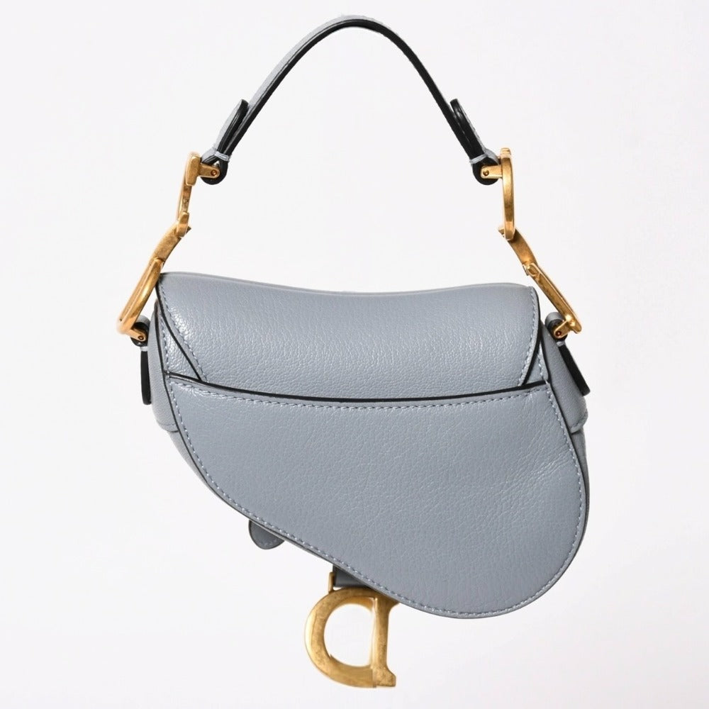 Very Good Condition Christian Dior Saddle Micro Bag Cloud Blue Mini Bag 40XMA-0251 Gold Hardware Magnetic Used 4a003282
