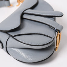 Load image into Gallery viewer, 極美品 Christian Dior クリスチャンディオール サドルマイクロバッグ クラウドブルー ミニバッグ 40XMA-0251 ゴールド金具 マグネット式 中古 4a003282