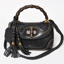 Load image into Gallery viewer, 極美品 GUCCI グッチ ニューバンブーレザー2WAYハンドバッグ ジャンニーニ ウッドハンドル ショルダーバッグ ゴールド金具 263970 中古 4a003289