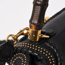 Load image into Gallery viewer, 極美品 GUCCI グッチ ニューバンブーレザー2WAYハンドバッグ ジャンニーニ ウッドハンドル ショルダーバッグ ゴールド金具 263970 中古 4a003289