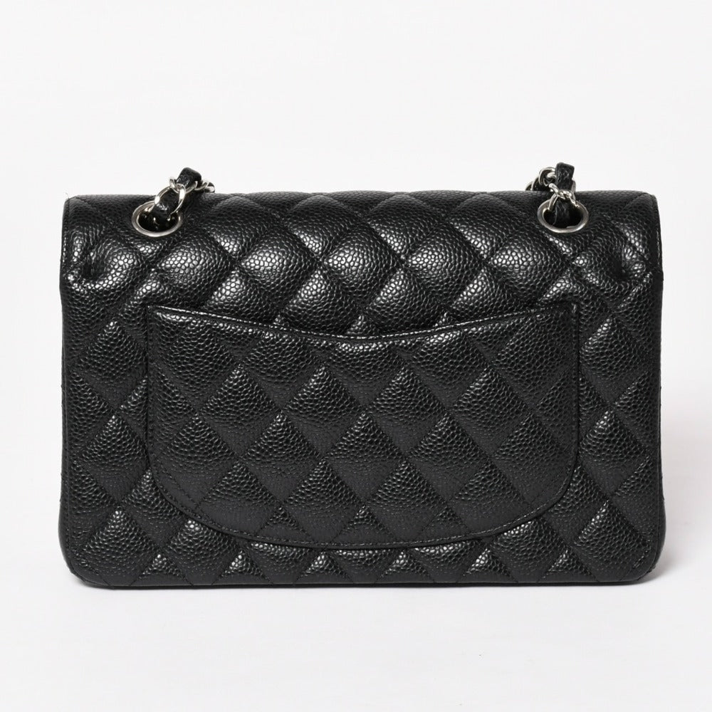 極美品 CHANEL シャネル マトラッセ23 Wフラップ Wチェーンショルダーバッグ 30番台 キャビアスキン ココマーク シルバー金具 中古 4a003533