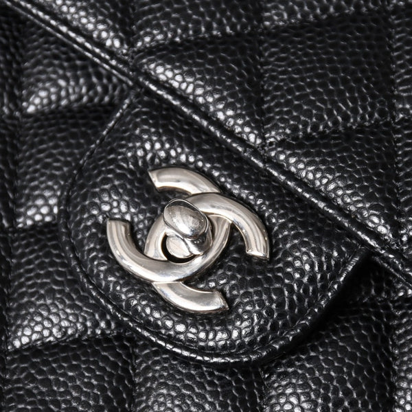Very good condition CHANEL Matelasse 23 W flap W chain shoulder bag 30s Caviar skin Coco mark Silver hardware Used 4a003533