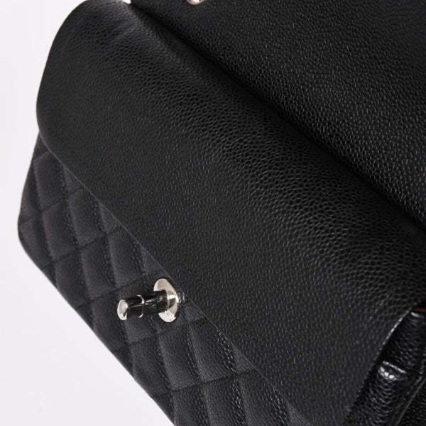 Very good condition CHANEL Matelasse 23 W flap W chain shoulder bag 30s Caviar skin Coco mark Silver hardware Used 4a003533