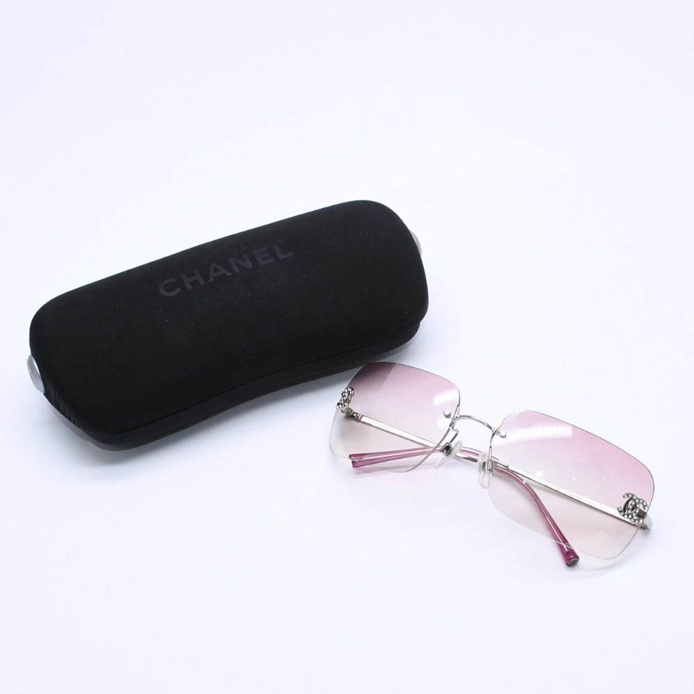極美品 CHANEL シャネル リムレス サングラス アイウェア 4017-D c.124/58 サイズ62□17 120 ココマーク ピンク グラデーション 中古 4a003370