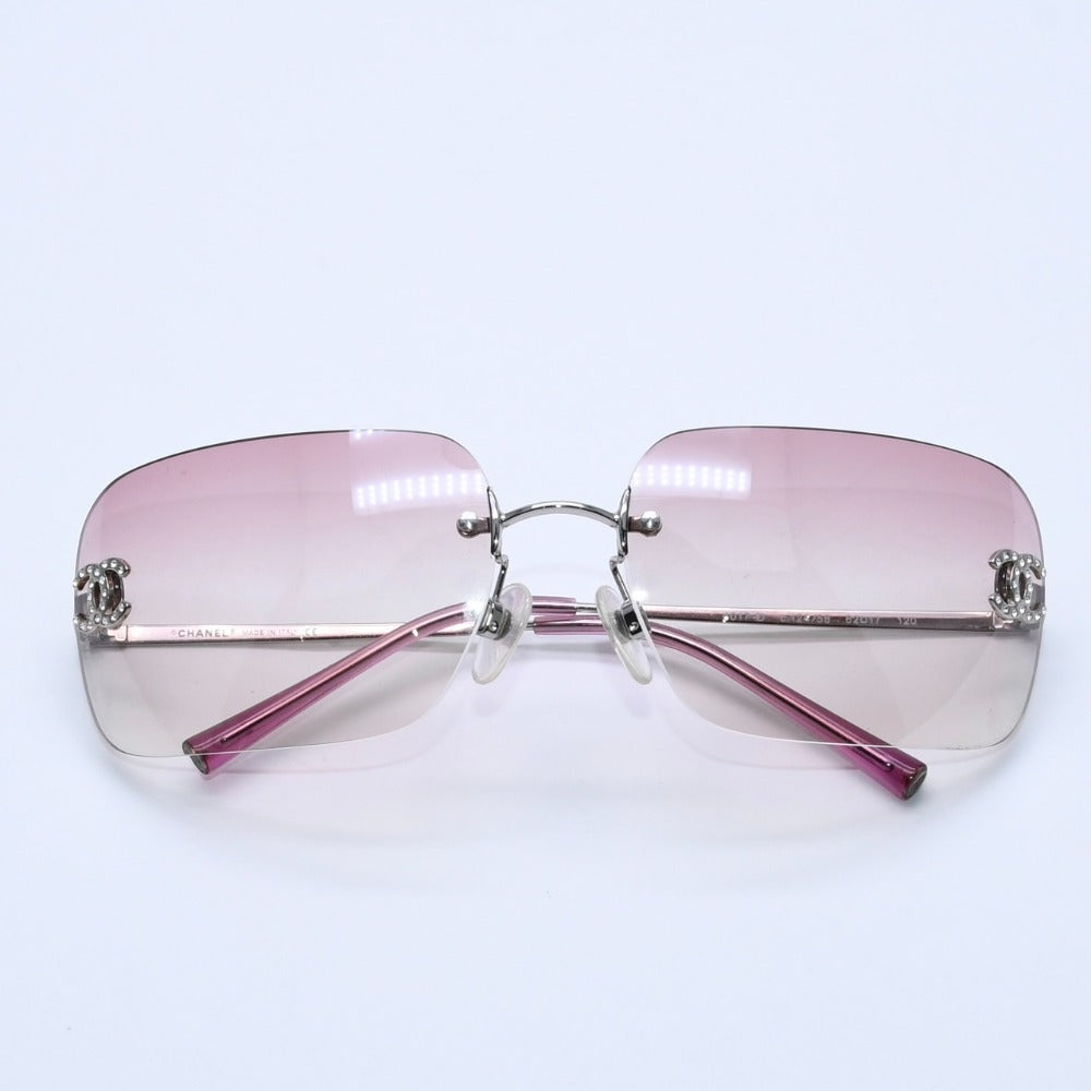 極美品 CHANEL シャネル リムレス サングラス アイウェア 4017-D c.124/58 サイズ62□17 120 ココマーク ピンク グラデーション 中古 4a003370