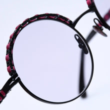 画像をギャラリービューアに読み込む, 極美品 CHANEL シャネル ラウンドシェイプアイウェア サングラス カーフスキン レザー ブラック ピンク 4265-Q ココマーク 中古 4a003387