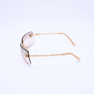 極美品 CHANEL シャネル リムレス ラインストーンサングラス ゴールドフレーム アイウェア 4104-B 62□15 120 中古 4a003369