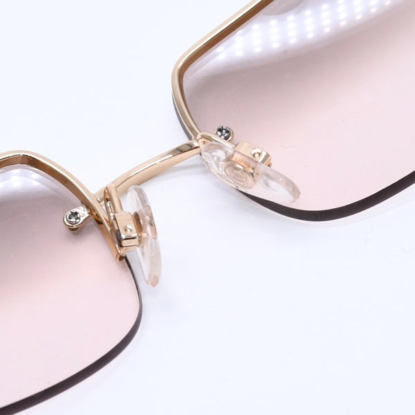 極美品 CHANEL シャネル リムレス ラインストーンサングラス ゴールドフレーム アイウェア 4104-B 62□15 120 中古 4a003369