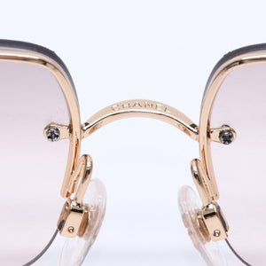 極美品 CHANEL シャネル リムレス ラインストーンサングラス ゴールドフレーム アイウェア 4104-B 62□15 120 中古 4a003369