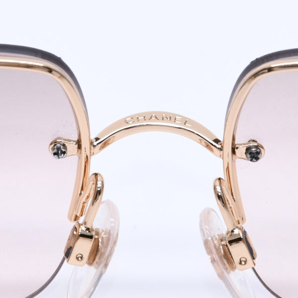 極美品 CHANEL シャネル リムレス ラインストーンサングラス ゴールドフレーム アイウェア 4104-B 62□15 120 中古 4a003369
