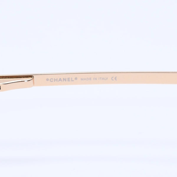 極美品 CHANEL シャネル リムレス ラインストーンサングラス ゴールドフレーム アイウェア 4104-B 62□15 120 中古 4a003369