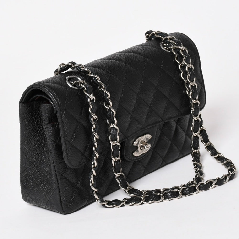 Very good condition CHANEL Chanel Matelasse 23 W flap W chain shoulder bag 29 series caviar skin Coco mark silver metal fittings used 4a003470