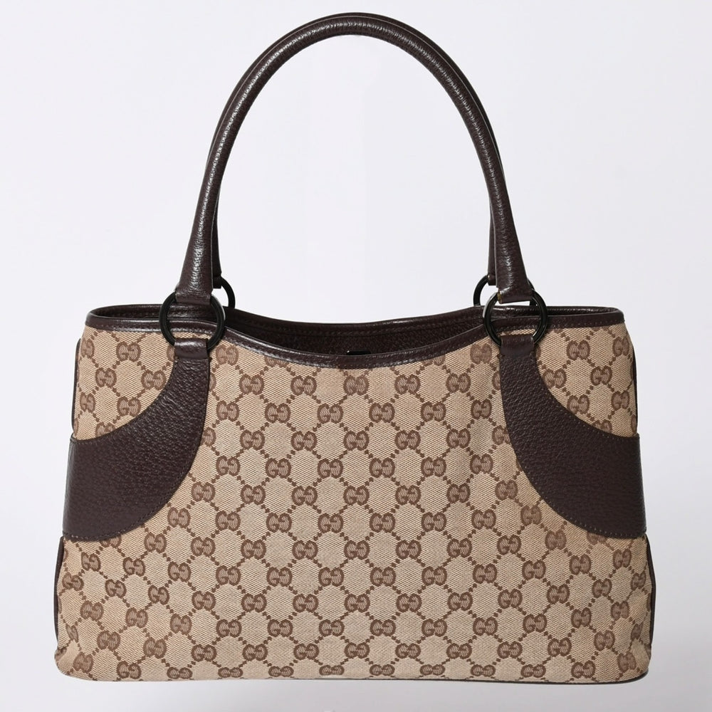 極美品 GUCCI グッチ ワンショルダー ハンドバッグ 113015 GGキャンバス レザー ベージュ シルバー金具 中古 4a002081