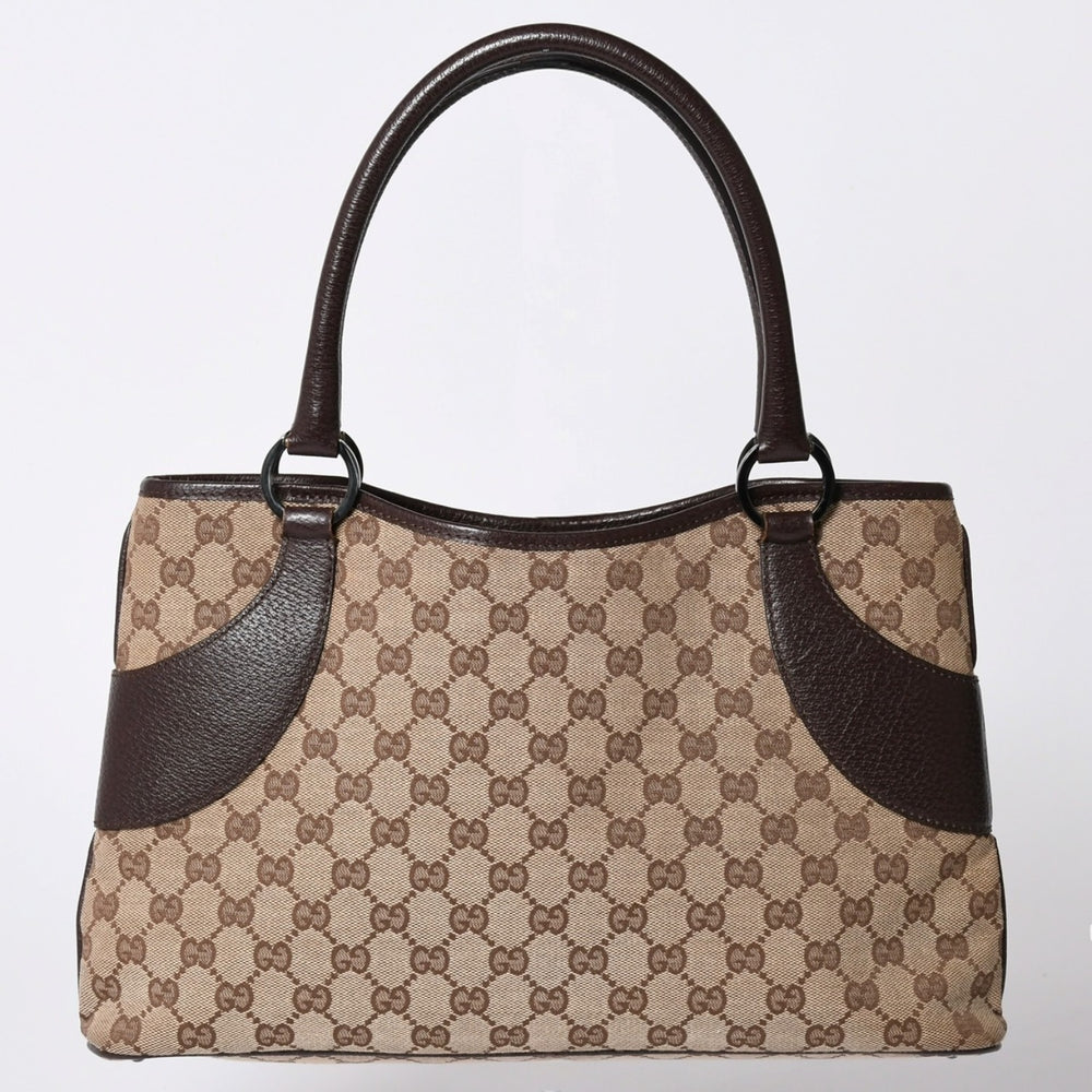 極美品 GUCCI グッチ ワンショルダー ハンドバッグ 113015 GGキャンバス レザー ベージュ シルバー金具 中古 4a002081