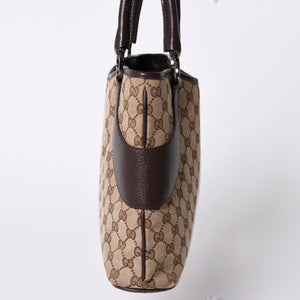 Very Good Condition GUCCI One Shoulder Handbag 113015 GG Canvas Leather Beige Silver Hardware Used 4a002081