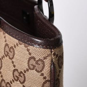 Very Good Condition GUCCI One Shoulder Handbag 113015 GG Canvas Leather Beige Silver Hardware Used 4a002081