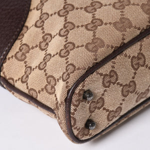 Very Good Condition GUCCI One Shoulder Handbag 113015 GG Canvas Leather Beige Silver Hardware Used 4a002081