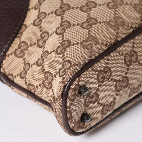 Very Good Condition GUCCI One Shoulder Handbag 113015 GG Canvas Leather Beige Silver Hardware Used 4a002081