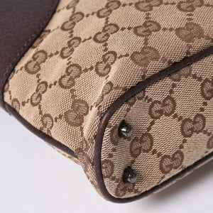 Very Good Condition GUCCI One Shoulder Handbag 113015 GG Canvas Leather Beige Silver Hardware Used 4a002081
