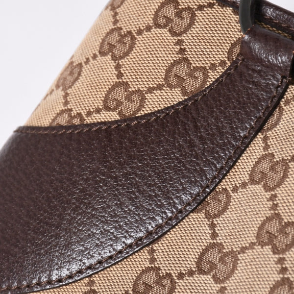 Very Good Condition GUCCI One Shoulder Handbag 113015 GG Canvas Leather Beige Silver Hardware Used 4a002081