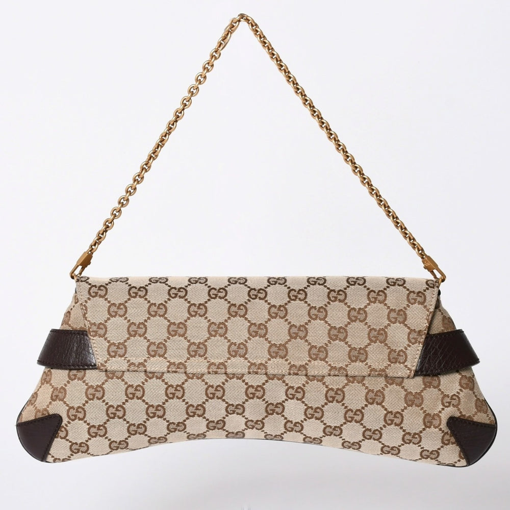 極美品 GUCCI グッチ Horsebit ホースビット 2WAYバッグ 120134 GGキャンバス レザー ベージュ 中古 4a002108