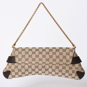 極美品 GUCCI グッチ Horsebit ホースビット 2WAYバッグ 120134 GGキャンバス レザー ベージュ 中古 4a002108