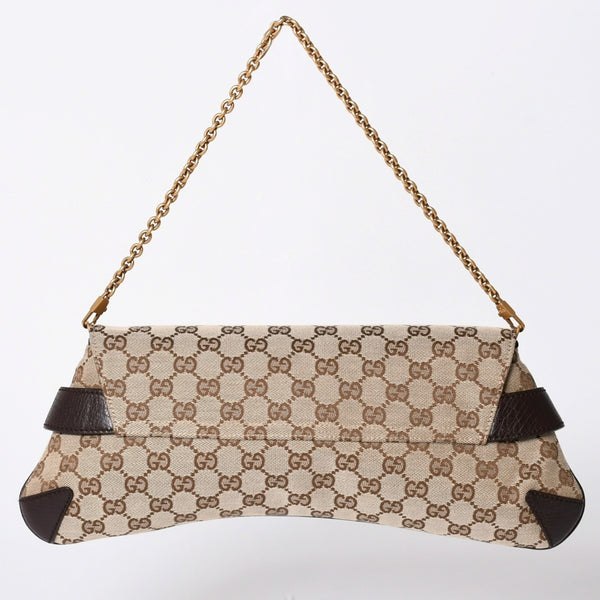 極美品 GUCCI グッチ Horsebit ホースビット 2WAYバッグ 120134 GGキャンバス レザー ベージュ 中古 4a002108