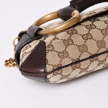 画像をギャラリービューアに読み込む, 極美品 GUCCI グッチ Horsebit ホースビット 2WAYバッグ 120134 GGキャンバス レザー ベージュ 中古 4a002108