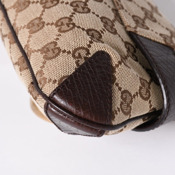 極美品 GUCCI グッチ Horsebit ホースビット 2WAYバッグ 120134 GGキャンバス レザー ベージュ 中古 4a002108