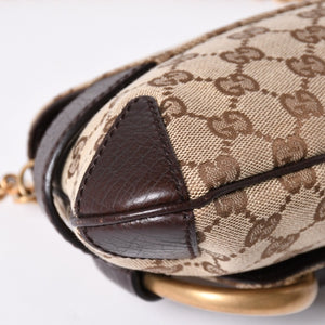極美品 GUCCI グッチ Horsebit ホースビット 2WAYバッグ 120134 GGキャンバス レザー ベージュ 中古 4a002108