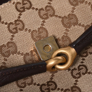 極美品 GUCCI グッチ Horsebit ホースビット 2WAYバッグ 120134 GGキャンバス レザー ベージュ 中古 4a002108