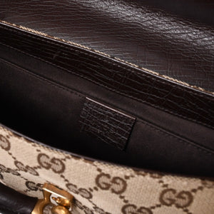 極美品 GUCCI グッチ Horsebit ホースビット 2WAYバッグ 120134 GGキャンバス レザー ベージュ 中古 4a002108