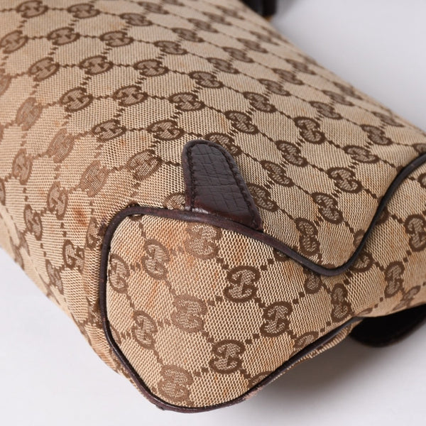 極美品 GUCCI グッチ ワンショルダーバッグ ホースビット GGキャンバス レザー ベージュ ダークブラウン 114915 中古 4a002077