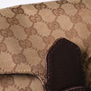 極美品 GUCCI グッチ ワンショルダーバッグ ホースビット GGキャンバス レザー ベージュ ダークブラウン 114915 中古 4a002077