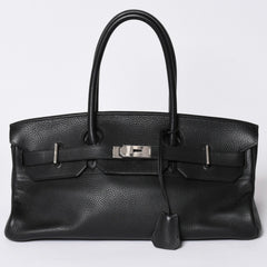 Mint condition HERMES Hermes Shoulder Birkin Taurillon Clemence leather ◻I-stamp, Gaultier era, black, silver hardware, pre-owned, 4a002350