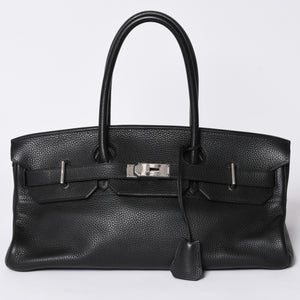 Mint condition HERMES Hermes Shoulder Birkin Taurillon Clemence leather ◻I-stamp, Gaultier era, black, silver hardware, pre-owned, 4a002350