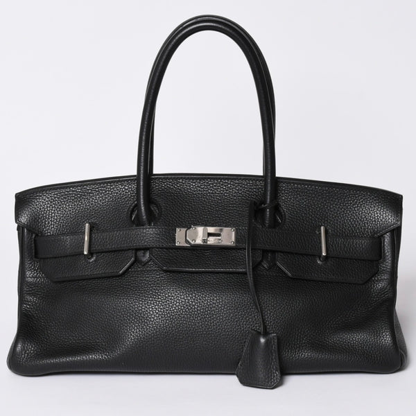 Mint condition HERMES Hermes Shoulder Birkin Taurillon Clemence leather ◻I-stamp, Gaultier era, black, silver hardware, pre-owned, 4a002350
