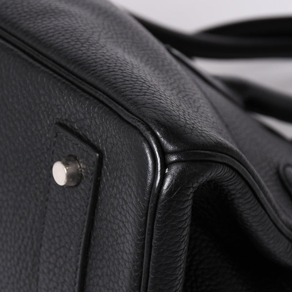 Mint condition HERMES Hermes Shoulder Birkin Taurillon Clemence leather ◻I-stamp, Gaultier era, black, silver hardware, pre-owned, 4a002350