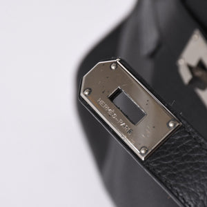 Mint condition HERMES Hermes Shoulder Birkin Taurillon Clemence leather ◻I-stamp, Gaultier era, black, silver hardware, pre-owned, 4a002350