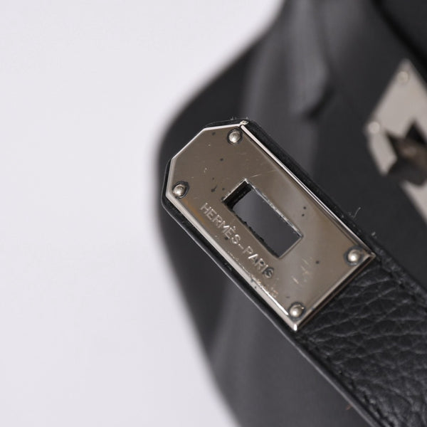 Mint condition HERMES Hermes Shoulder Birkin Taurillon Clemence leather ◻I-stamp, Gaultier era, black, silver hardware, pre-owned, 4a002350