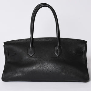 Mint condition HERMES Hermes Shoulder Birkin Taurillon Clemence leather ◻I-stamp, Gaultier era, black, silver hardware, pre-owned, 4a002350