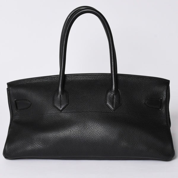Mint condition HERMES Hermes Shoulder Birkin Taurillon Clemence leather ◻I-stamp, Gaultier era, black, silver hardware, pre-owned, 4a002350