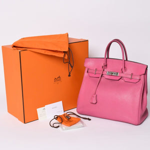 Hermes HERMES Hautacroix 32 Handbag Chevre Fuchsia Pink Silver Hardware Ladies □I Stamp Used 4a002351
