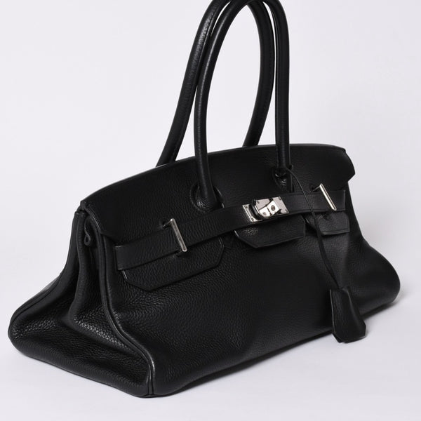Mint condition HERMES Hermes Shoulder Birkin Taurillon Clemence leather ◻I-stamp, Gaultier era, black, silver hardware, pre-owned, 4a002350