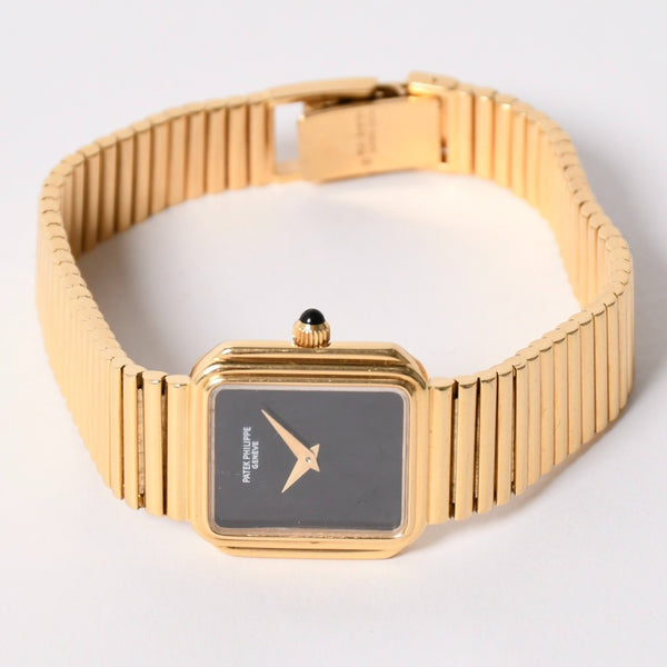 極美品 PATEK PHILIPPE パテックフィッリップ 腕時計 手巻き ゴンドーロ オニキス文字盤 重量約67.7g 18KYG ケース幅22mm 中古 4a002538