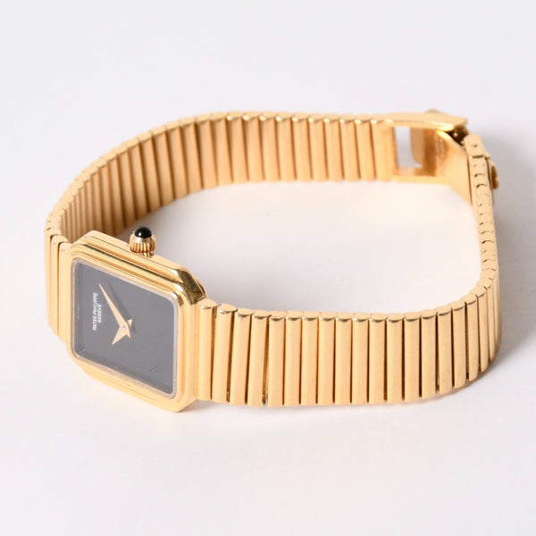 極美品 PATEK PHILIPPE パテックフィッリップ 腕時計 手巻き ゴンドーロ オニキス文字盤 重量約67.7g 18KYG ケース幅22mm 中古 4a002538