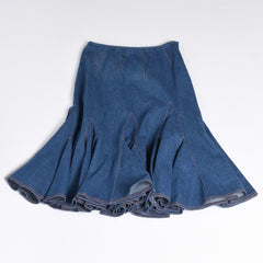 Very Good Condition Christian Dior Denim Skirt Mermaid Silhouette Denim Fabric Very Good Condition Christian Dior Denim Skirt Mermaid Silhouette Denim Fabric Indigo Flare Blue Galliano Period Orange Stitch Used 4a001960Digo Flare Blue Used 4a001960