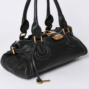 Chloe Handbag Paddington One Shoulder Bag Black Leather B19FG0 Gold Hardware Good Condition Used 4a001928