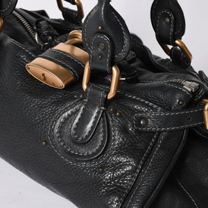 Chloe Handbag Paddington One Shoulder Bag Black Leather B19FG0 Gold Hardware Good Condition Used 4a001928
